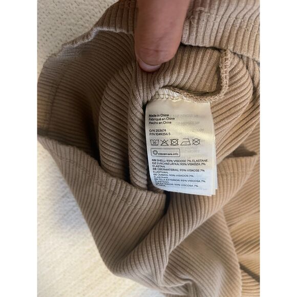 H&M XS Taupe/Tan Ribbed Midi Bodycon Dress with Open Back Cross Straps - Picture 3 of 5